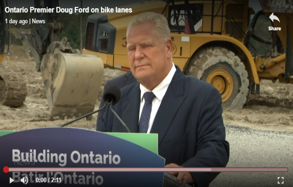 Doug Ford speaks on bike lanes