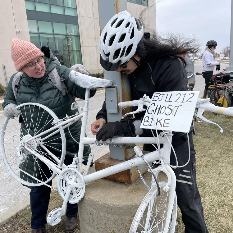 Brampton protest ghost bike